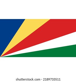 The flag of the Seychelles was approved on 18 June 1996. The slashed stripes signify a new dynamic nation heading for the future. The blue color depicts the sky and sea that surrounds the Seychelles.