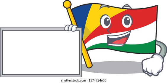 Flag seychelles with board cartoon Character design style