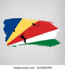 Flag Seychelles from brush strokes and Blank map Seychelles. High quality map  Seychelles and flag on transparent background for your web site design, logo, app, UI. Africa. EPS10.