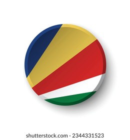 Flagge der Seychellen. Button-Flag-Symbol. Standardfarbe. Circle Icon Flag. 3D-Abbildung. Computergrafik. Digitale Illustration. Vektorgrafik.