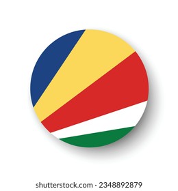 Flag of Seychelles. Button flag icon. Standard color. Circle icon flag. 3d illustration. Computer illustration. Digital illustration. Vector illustration.