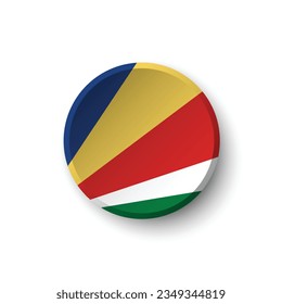 Flag of Seychelles. Button flag icon. Standard color. Circle icon flag. 3d illustration. Computer illustration. Digital illustration. Vector illustration.