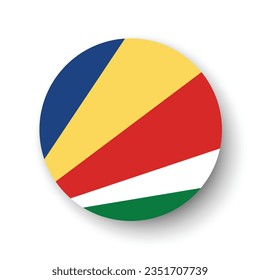 Flag of Seychelles. Button flag icon. Standard color. Circle icon flag. 3d illustration. Computer illustration. Digital illustration. Vector illustration.