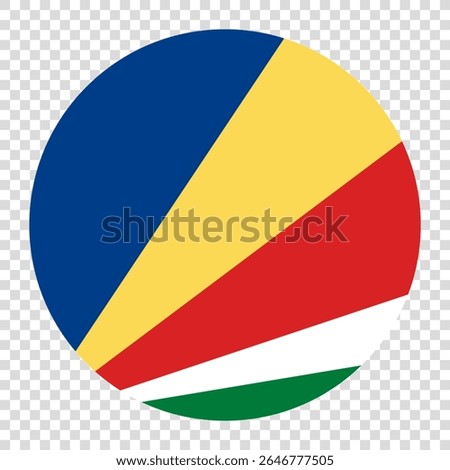 Flag of Seychelles. Seychelles circle flag logo icon computer vector illustration design. Checkerboard background.
