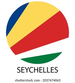 Flag of Seychelles in a circle, vector illustration. Inscription: Seychelles