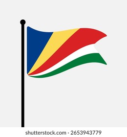 Bandeira das Seicheles. Seychelles bandeira computador digital vetor ilustração ícone design. Bandeira de mastro flutuante.