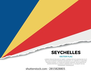 Flag of Seychelles. Creative Torn Paper Edge Effect on Transparent Background with jagged irregularities. A three-dimensional appearance with realistic shadows, as it if had been ripped to reveal a white surface beneath