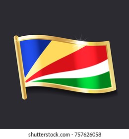 flag of  Seychelles in the form of badge, flat image
