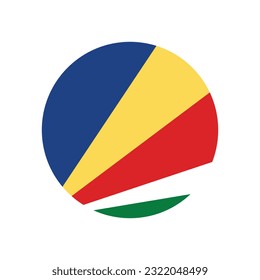 Flag of Seychelles. Flag icon. Standard color. Circle icon flag. Computer illustration. Digital illustration. Vector illustration.