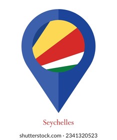 Flag of Seychelles, Flag of Seychelles Map pointer icon. Vector illustration flag pointer.
