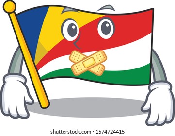 Flag seychelles mascot cartoon character style making silent gesture