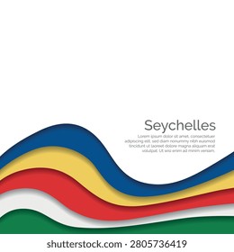 Flag of Seychelles. Paper Cut Style and Waving Design with Modern Presentation Layout. Waving effect with realistic shadows and gradients. Ideal for international projects, travel materials and cultural presentations