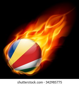Flag of Seychelles as round glossy icon burning in flame