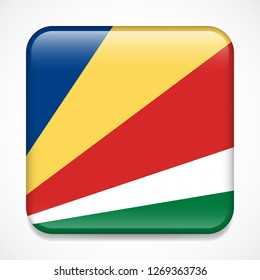 Flag of Seychelles. Square glossy badge