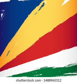 Flag of Seychelles. Vector illustration on a white background. Brush strokes are drawn by hand. Independence Day.