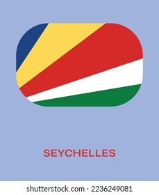 Flag of Seychelles, Seychelles flag vector illustration, Seychelles flag in rounded corner, Button style Seychelles flag.
