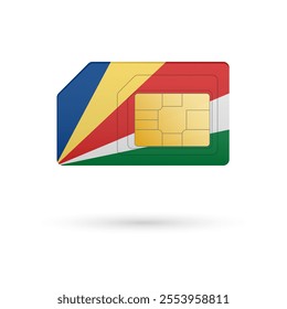 Flag of Seychelles. Vector illustration of SIM Card with flag on white background