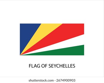 FLAG OF SEYCHELLES VECTOR, ILLUSTRATION WHITE BACKGROUND TYPOGRAPHY