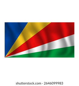 Bandeira das Seicheles ondulada ao vento, com dobras 3d