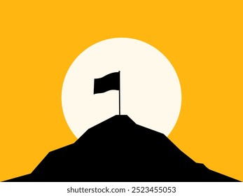 Sombra da bandeira no topo da montanha