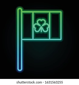 Flag, shamrock icon in nolan neon colorful style. Simple thin line, outline vector of saint patrick's day for ui and ux, website or mobile application