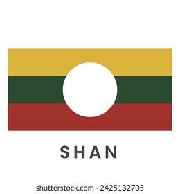 Flag of Shan isolated on white background.