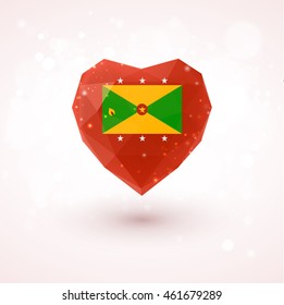 Flag in shape of diamond glass heart in triangulation style for info graphics, greeting card, celebration of Independence Day, printed materials 