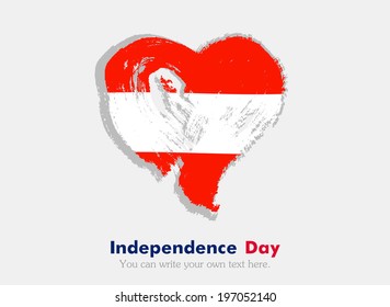 Flag in the shape of heart in grungy style. Heart drawn with a brush. Independence Day. flag of Austria