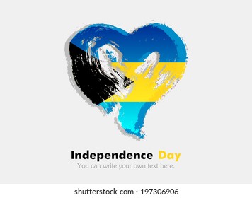 Flag in the shape of heart in grungy style. Independence Day. Flag of Bahamas