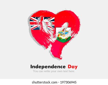 Flag in the shape of heart in grungy style. Independence Day. Bermuda flag
