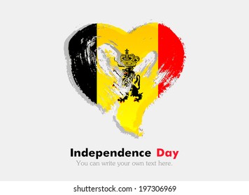Flag in the shape of heart in grungy style. Independence Day. Flag of Belgium