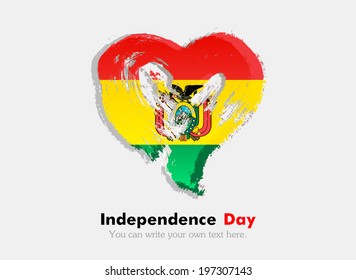 Flag in the shape of heart in grungy style. Independence Day. Flag of Bolivia