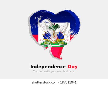 Flag in the shape of heart in grungy style. Independence Day. Flag of Haiti