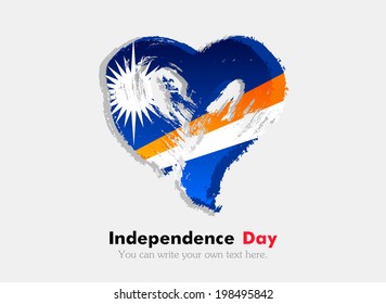 Flag in the shape of heart in grungy style. Independence Day. Heart drawn with a brush. Heart drawn by hand. Grungy heart. Flag of the Marshall Islands