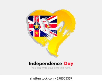 Flag in the shape of heart in grungy style. Independence Day. Heart drawn with a brush. Heart drawn by hand. Grungy heart. 