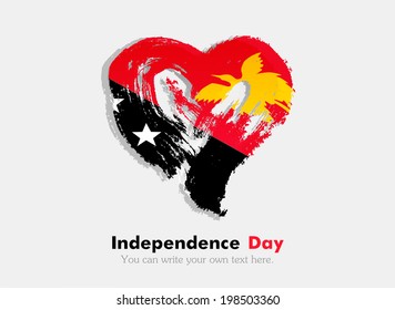 Flag in the shape of heart in grungy style. Independence Day. Heart drawn with a brush. Heart drawn by hand. Grungy heart. 