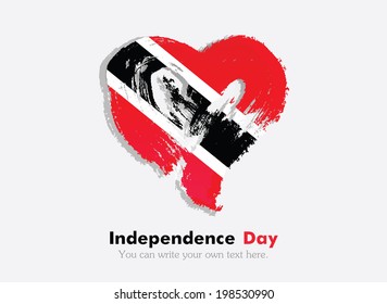 Flag in the shape of heart in grungy style. Independence Day. Heart drawn with a brush. Heart drawn by hand. Grungy heart. Flag of Trinidad and Tobago