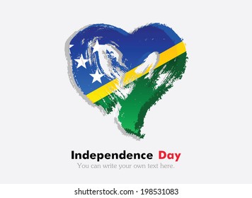 Flag in the shape of heart in grungy style. Independence Day. Heart drawn with a brush. Heart drawn by hand. Grungy heart. Flag of Solomon Islands