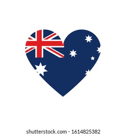 flag shape heart symbol australia icon on white background vector illustration