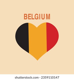 Flag shape heart symbol Belgium, vector illustration