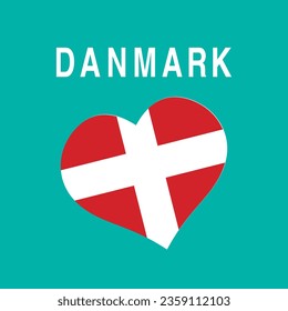 Flag-Form-Herzsymbol Danmark, Vektorgrafik