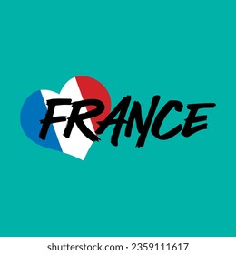 Flag shape heart symbol France, vector illustration