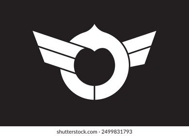 Flag of Shiga prefecture in white and black color. Vector illustration 