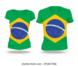 Flag shirt design of Brazil - vector illustration