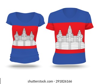 Flag shirt design of Cambodia - vector illustration