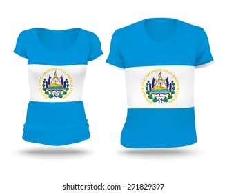 Flag shirt design of El Salvador - vector illustration