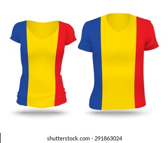 Flag shirt design of Romania - vector illustration