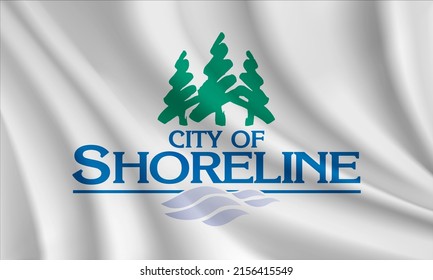 Flag Of Shoreline, Washington, USA. Realistic Waving Flag Of Shoreline Vector Background.