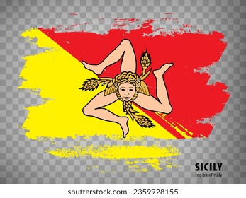 Flagge von Sizilien Pinselstriche. Waving Fahne von Sizilien auf transparentem Hintergrund für Ihr Web-Site-Design, App, UI.  Italien. EPS10.