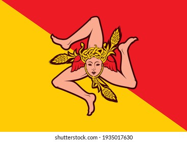 Flag of the Sicily region, Italy vector illustration